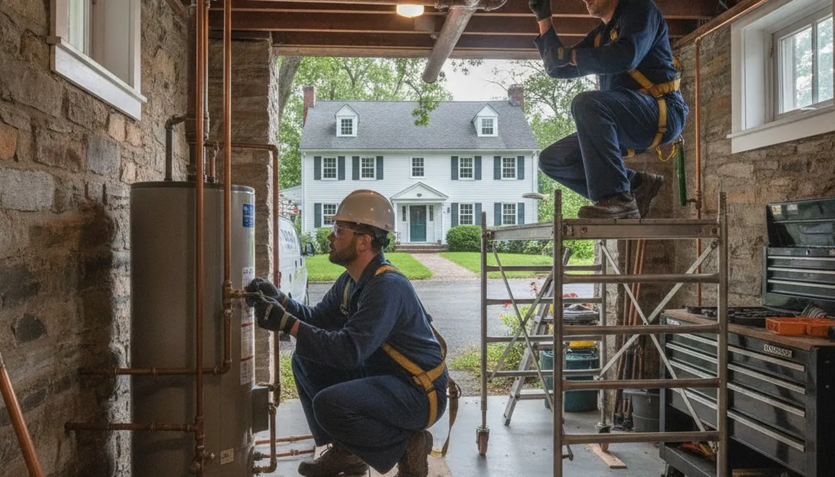 Plumber repairing a sink in Wellesley, MA for a local plumbing service